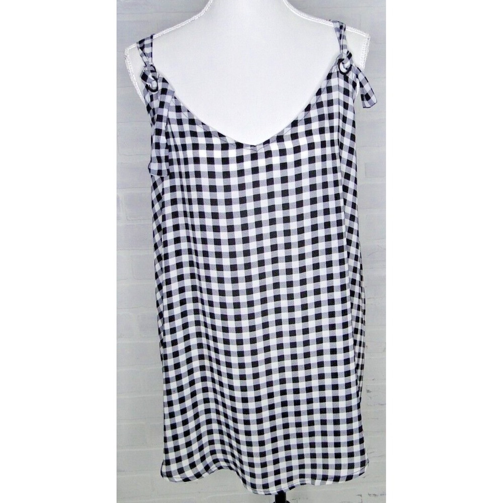 torrid Black & White Gingham Tie-Shoulder Tank